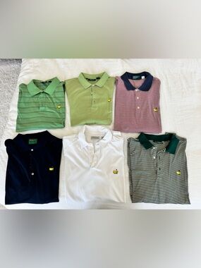 Master’s Golf Polo Shirts Men’s - Navy, White, Green, Stripe.